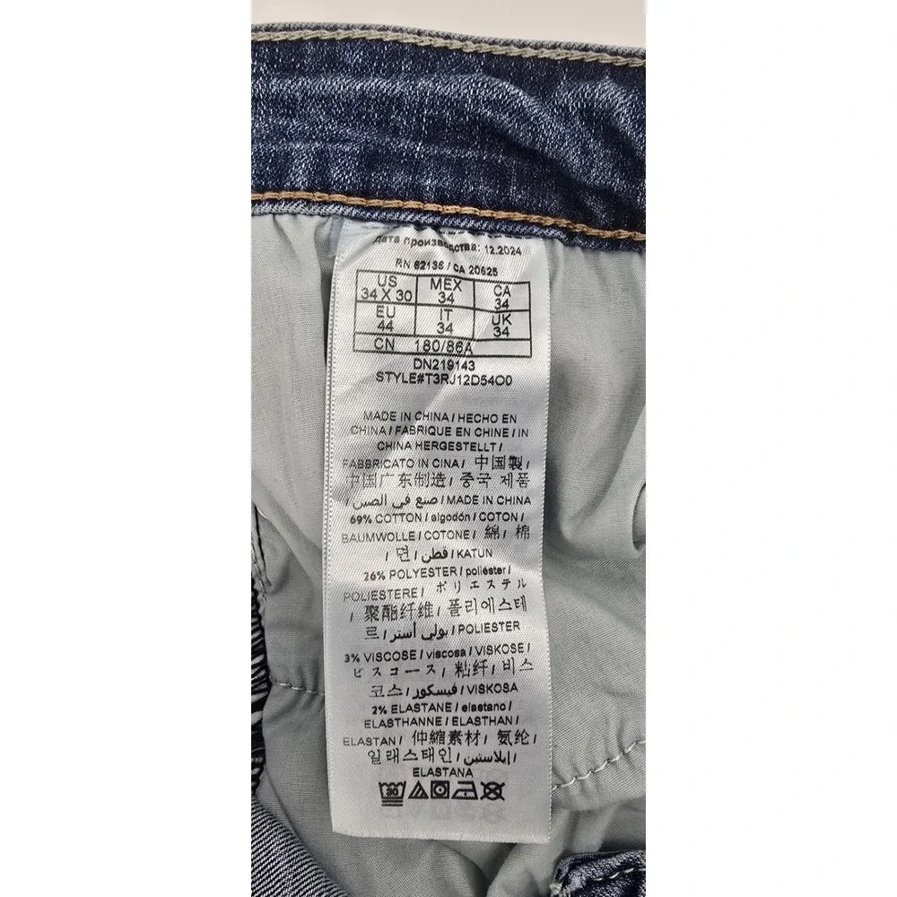 Guess Lincoln‎ Slim Straight Denim Jeans Men's 34x30 Blue Stretch Whiskered